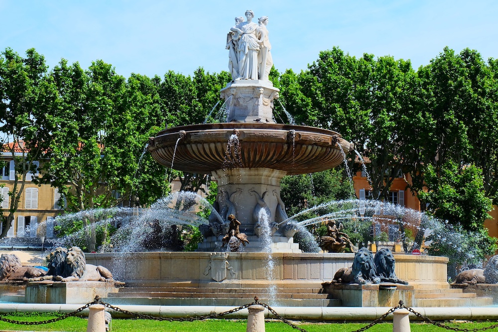 The Fontaine de la Rotonde fountain in Aix en Provence, France